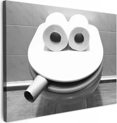 Produktbild von MuchoWow® - Leinwandbilder - WC - Toilettensitz - Lustig - Toilette, Wandbild, Wanddeko Bilder Wohnzimmer, 70x50 cm