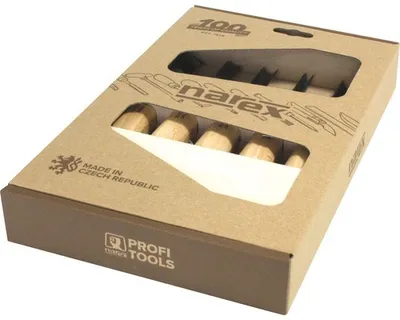 Produktbild von Narex Starter Holzschnitz-Meißelset mit Holzblock 5 teilig 869200 (Schnitzen)