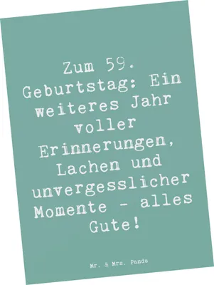 Produktbild von Mr. & Mrs. Panda Grußkarte Spruch 59. Geburtstag - Meeresbrise - Geschenk, Liebe, Jubiläum, Postkarte, Kunstkarten, Freude, Postkarten, Ansichtskarte, Glückwunsch