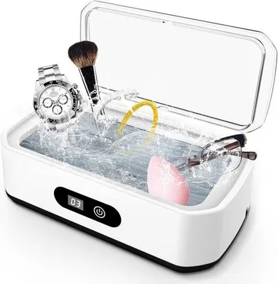 Image de Nettoyeur à ultrasons pour lunettes, montres, bagues et lames de rasoir – 5 fonctions