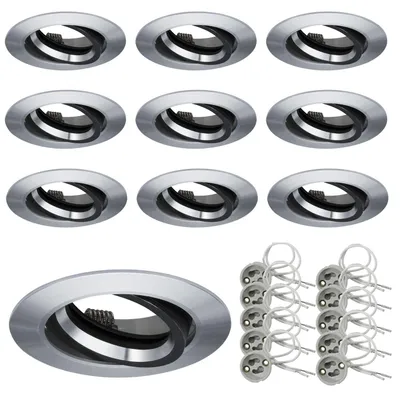 Produktbild von 10er Set  Paulmann Einbauleuchten schwenkbar Alu Schwarz Einbaustrahler 10er Pack inkl. GU10 Sockel für LED geeignet