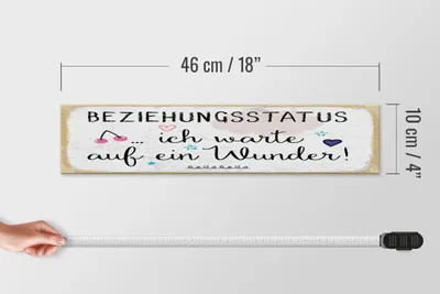 Produktbild von Holzschild  Beziehungsstatus ich warte auf ein Wunder, 46x10  cm, Holzschilder Spruch