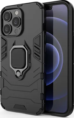 Produktbild von Mobigear Armor Ring iPhone 13 Pro Hülle Hardcase Backcover Stoßfest mit Ringhalter - Schwarz