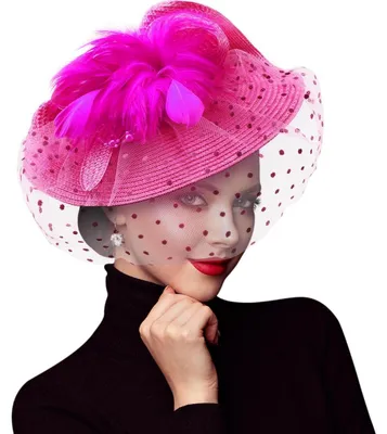 Produktbild von Fascinator Hut Damen Blume Mesh Feder Kopfbedeckung Schwarz 7 Zoll Durchmesser