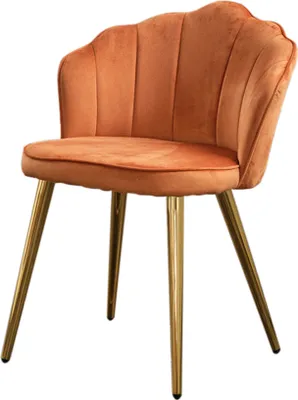 Produktbild von KAWOLA Stuhl SALLY Esszimmerstuhl Velvet orange Fuß gold