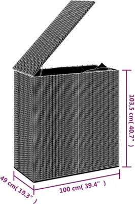 Produktbild von vidaXL Garten-Kissenbox PE Rattan 100x49x103,5 cm Schwarz