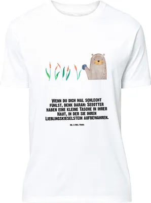 Produktbild von Mr. & Mrs. Panda Größe XL T-Shirt Otter Stein - Weiß - Geschenk, mit Spruch, Seeotter, Pflanzen, Shirt, Witzige Fakten, Fun Facts, Tshirt
