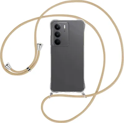 Produktbild von Handykette Backcover-Schutzhülle mit Band (Metall silberfarben) für Realme C75 4G - caramel