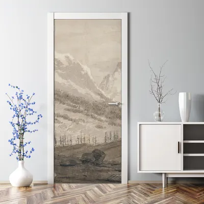 Produktbild von Dekorative Türaufkleber selbstklebend Klebefolie Türtapete Türfolie Berglandschaft 77 x 200 cm