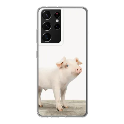 Produktbild von MuchoWow® Handyhülle Schutzhülle Hülle für Samsung Galaxy S21 Ultra Ferkel - Groß - Tiere - Rosa - Jungen - Mädchen - Kinder Silikon Softcase Handy Hülle - Mobiltelefon