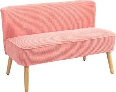 Produktbild von 2-Sitzer Couch, Zweisitzer Sofa Skandi Design, Stoffsofa mit Holzrahmen, Rosa | Sitztiefe 42 cm | bis 150 kg | 117 x 56,5 x 77 cm