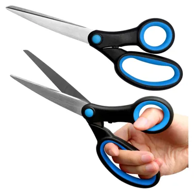 Produktbild von 2 Stück Linkshänderschere, Robuste Stoffschere 8" Edelstahl, für Erwachsene zum Basteln (Blau)