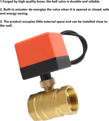 Image de Robinet à boisseau sphérique à 2 voies en laiton, 12–24 V CC, motorisé, câble à 3 fils,électrique, DN32 G1 1/4"