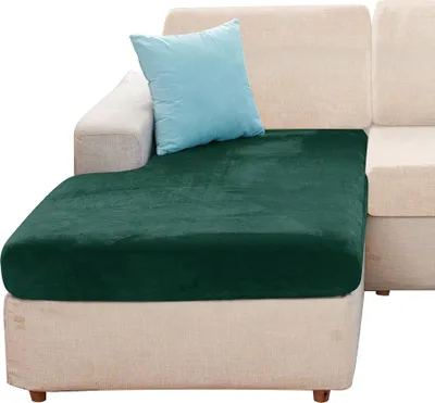 Produktbild von Elastischer Velours-Bezug für Liege, Sofa und Ecksofa in Dunkelgrün Schonbezug
