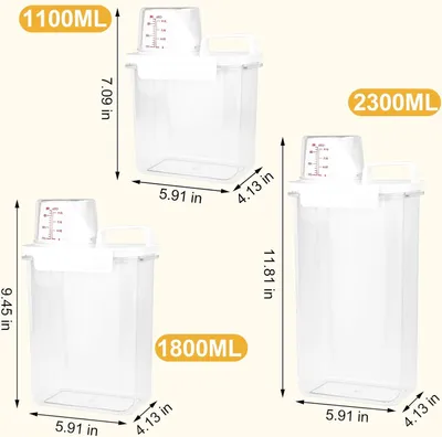 Produktbild von 3 Stš¹ck Waschmittelspender mit Messbecher, Luftdichter Waschpulver Dosierer, Waschmittelbox Vorratsbeh?lter, Mehrzweck Aufbewahrungsbox fš¹r Waschmittel, Mehl, Mš¹sli und Hundefutter