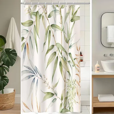 Productafbeelding van Omgoods - Douchegordijn 120 x 180 cm - Schimmelbestendig met Bamboe Bladeren