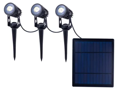 Obrázok produktu pre LED solárne svetlo, reflektor, čierny, 3 plamene, IP44