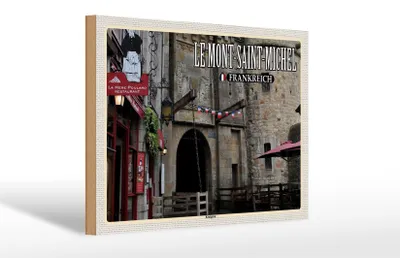 Produktbild von Holzschild Reise 30x20cm Le Mont-Saint-Michel Frankreich Königstor