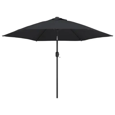 Produktbild von vidaXL Sonnenschirm mit LED-Leuchten und Stahlmast 300 cm Schwarz