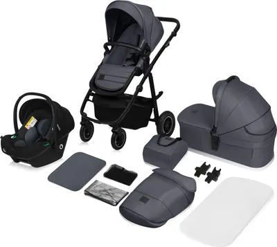 Produktbild von Lionelo Amber Plus - Kočík 3 v 1 - Set športový, sedadlo, pevná prenosná taška, autosedačka, taška, moskytiéra, pláštenka - Grey Graphite