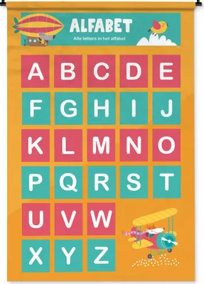 Produktbild von MuchoWow® Wandteppich Wandbehang Kinderzimmer - Alphabet - Buchstaben - Mädchen - Jungen - Kinder 120x180 cm Tapisserie Dekoration Wandtuch - Schlafzimmer - Dekorationen für das Haus
