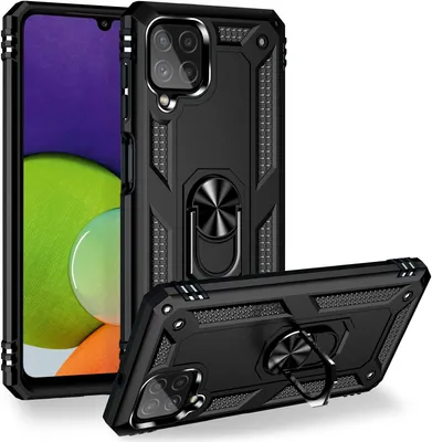 Image de NALIA Housse à anneaux de style militaire pour Samsung Galaxy A22, protection extrême antichoc noir