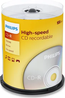 Produktbild von Philips CD-Rohlinge, 80Min, 700MB, Speed 52x, Spindel 100 (Disc)