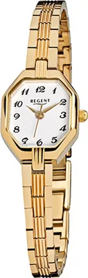 Produktbild von Regent Stahl Damen Uhr F-305 Quarzuhr Armband gold D2URF305