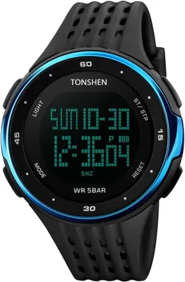 Produktbild von Uni Herrenuhr Damenuhr Outdoor Digitaluhr Sportuhr 50M Wasserdicht LED Multifunktional Plastik Armbanduhr mit Silikon Band