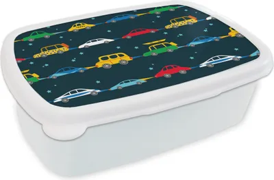 Produktbild von KitchenYeah® Lunchbox Brotzeit Brotdose 17x11 cm Muster - Auto - Raumfahrt - Kind - Kinder - Kinder Kinder Brotzeitdose - Lunch Box - Kinder - Sandwich-Box - Schulbox - Lunch Boxen