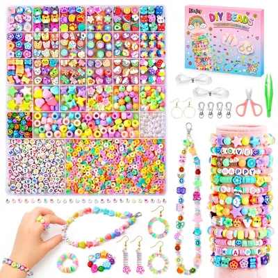 Immagine prodotto di Perline per bambini, ideali per creare braccialetti e gioielli fai-da-te. Set di perline per bambini