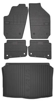 Productafbeelding van Rubberen automatten + kofferbakmat voor Skoda Fabia I 1999-2007 (hatchback) – 5-delig, zwart, op maat – Wielganizator SolidPRO