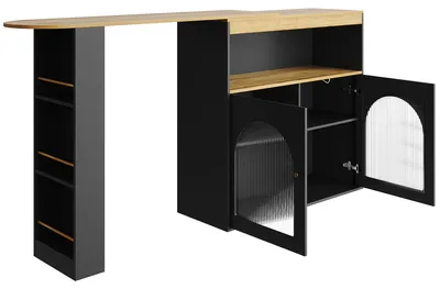 Produktbild von Bartisch mit Ausziehfunktion & Stauraum – Moderner Küchentresen, Weiß, Platzsparender Bistrotisch für Esszimmer & Küche