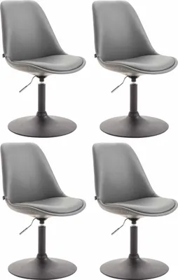 Produktbild von CLP 4er Set Esszimmerstühle Maverick Kunstleder drehbar und stufenlos verstellbar grau Gestell Farbe schwarz