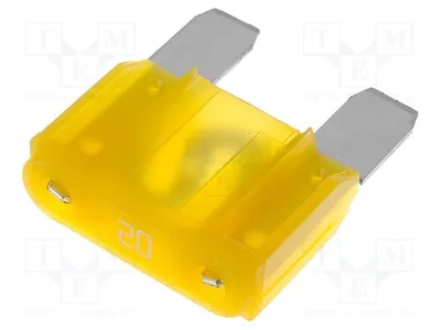 Zdjęcie produktu dla 3 sztuki bezpieczników: bezpiecznik topikowy 20A, 32V, typ MAXI 0299020.TXN. Bezpieczniki samochodowe typu MAXI, 29 mm