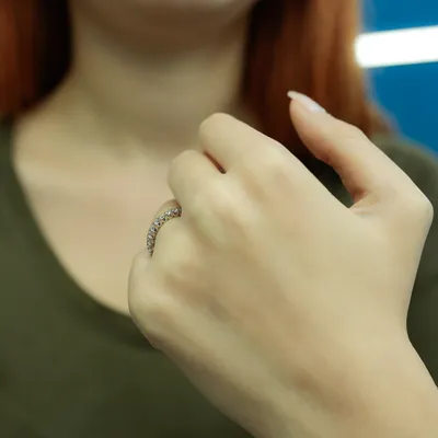 Produktbild von 0,70 Carat Diamant halbrund Memoire Ring 14 Karat Weißgold - 61 (19,40 mm)