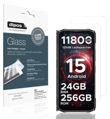 Produktbild von 2x Schutzfolie für DOOGEE Blade 20 Pro - Anti-Shock 9H Folie dipos Glass Kunststoffglas