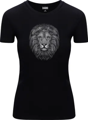 Produktbild von Diarbo Damen T-Shirt mit Aufdruck Wildtierporträts Löwenkopf Schwarz Gr.XXL