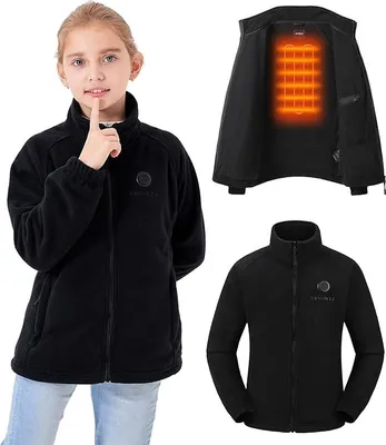 Obrázek produktu pro HEWINZE Dětská zimní bunda s vyhříváním přes USB Fleece bunda Černá XL