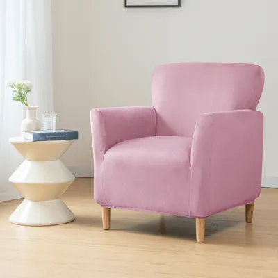 Produktbild von Sesselbezug 1 Sitzer Club-Stuhlbezüge Sesselhusse, Sofaüberzug Clubsessel Sessel Bezug Für Möbelschutz,Rosa