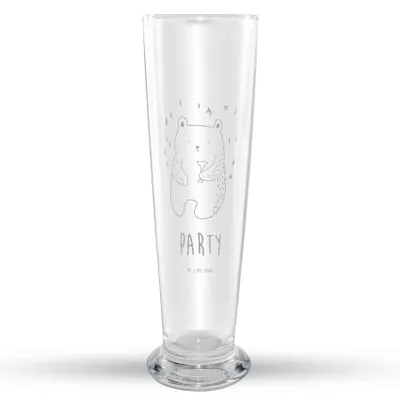 Produktbild von Mr. & Mrs. Panda Bier Glas Bär Party - Transparent - Geschenk, Mr Mrs Weizenglas, Bierglas, Feiern, Weizen, Weißbierglas, Geburtstagsgeschenk, Teddy, Weizenbier