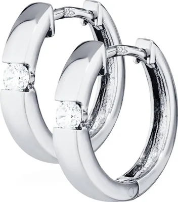 Produktbild von Paar 925 Sterlingsilber Klappcreolen Zirkonia 13,5 X 2,6mm Anlaufgeschützt 4780