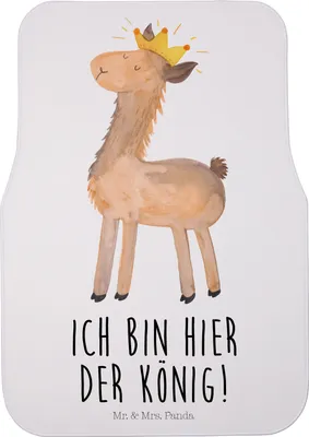 Produktbild von Mr. & Mrs. Panda Kfz Fußmatte Lama König - Weiß - Geschenk, Papa, Mama, Freundin, Auto, Vorgesetzter, Fürs, Autoteppich, Auto-Fußmatte, Abitur, Chef, Universal, Automatte