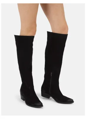 Produktbild von Leder-Stiefel WEST D206 mit hohem Schaft und abgerundeter Zehenpartie im Western-Stil