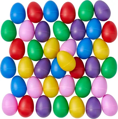 Productafbeelding van Maracas eieren (5,6 cm) - Set van 40 - Kleurrijke rammeleieren van kunststof als muziekspeelgoed