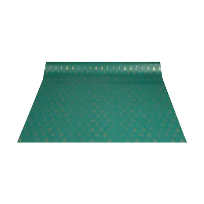 Immagine prodotto di Carta da regalo per Natale, abeti dorati, verde, 0,70 x 10 m