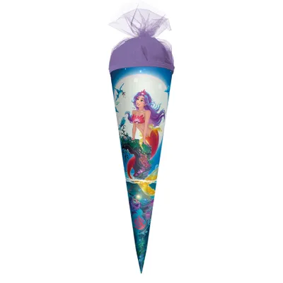 Produktbild von ROTH Geschenk-Schultüte klein Magische Meerjungfrau 22 cm rund Tüllverschluss Zuckertüte Schulanfang