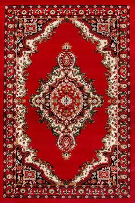Produktbild von Teppich Orientalisch Muster kurzflor Klassisch Wohnzimmer, Esszimer, Flur- Beige Rot, Maße:120x170 cm
