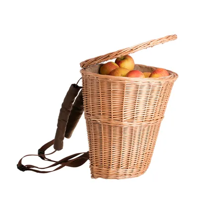 Immagine prodotto di Cesto per la raccolta della frutta, gerla, zaino in salice bollito con coperchio Top: 40x34 Bottom: 27x17 H:42 CM