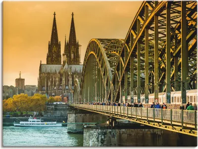 Produktbild von ARTland Leinwandbild Kölner Dom mit Hohenzollernbrücke Größe: 60x45 cm